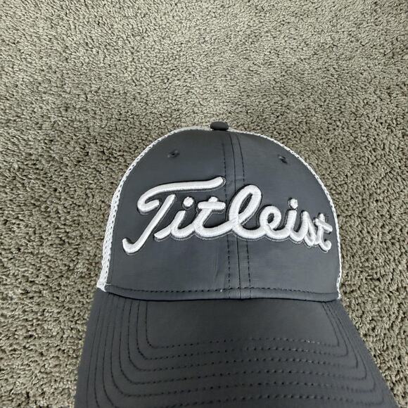 Titleist Hat Cap Snap Back Mens One Size Gray White Mesh Trucker Golf Pro V1 - Picture 3 of 11